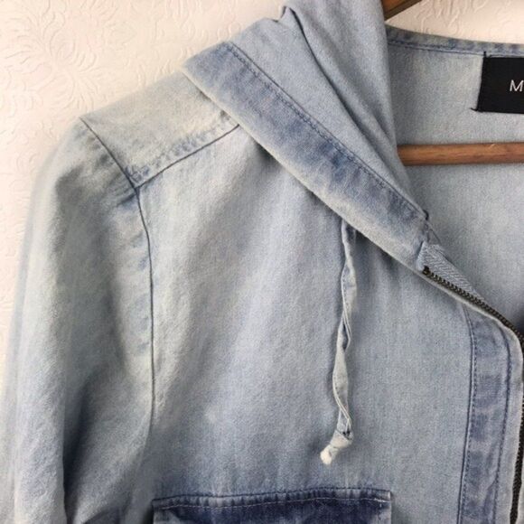 Minkpink Know You Anorak Jacket Size XS Acid Wash Drawstring Zip Hooded - Picture 3 of 10